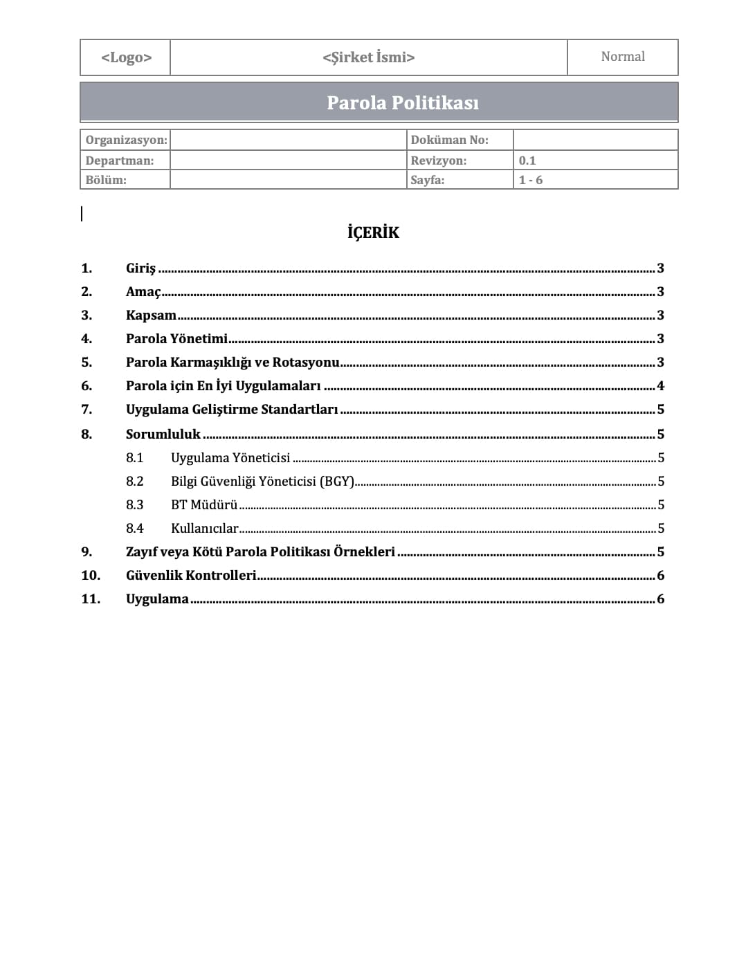 ISO 27001 - Parola Politikası