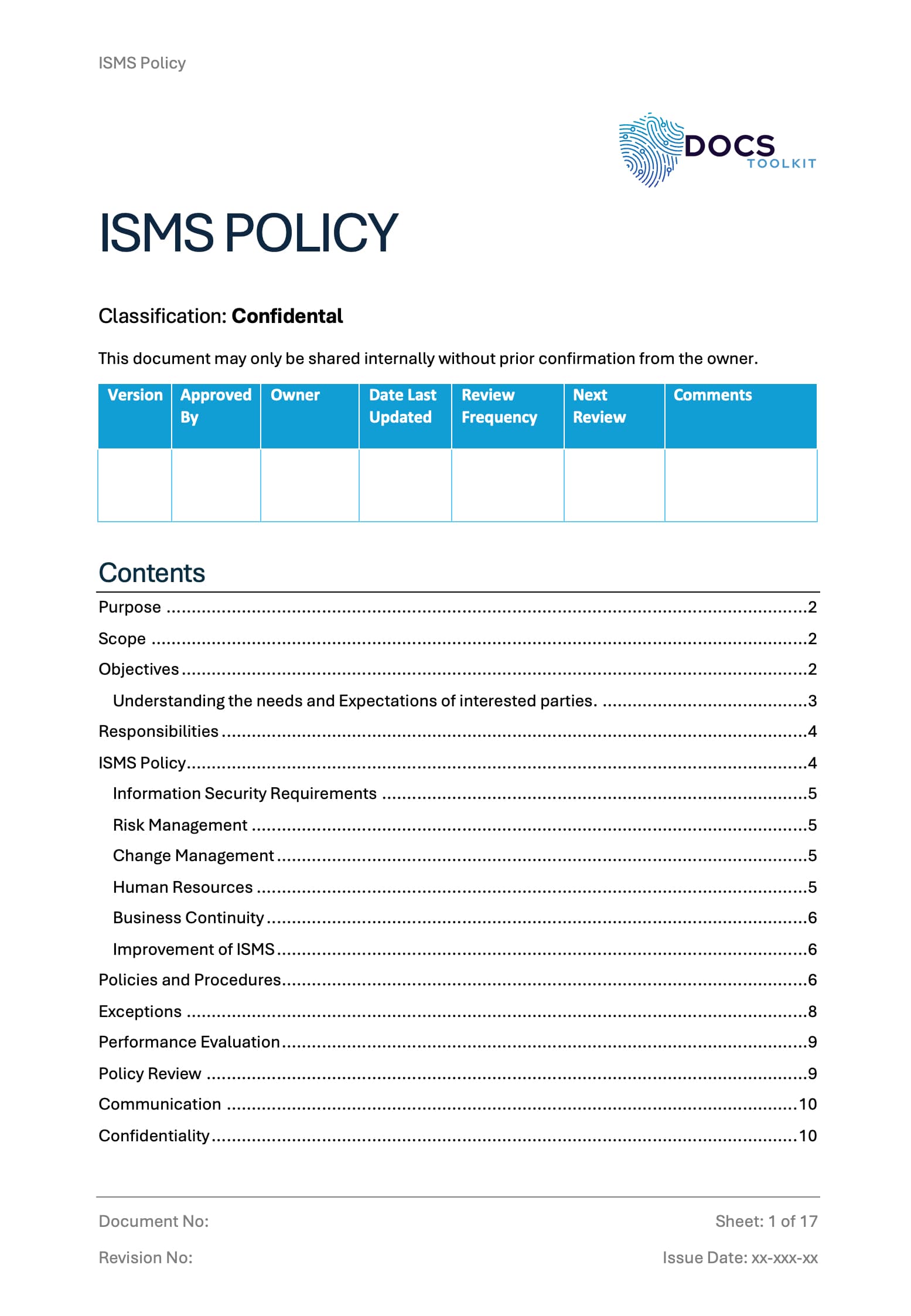 ISO 27001 - ISMS Policy