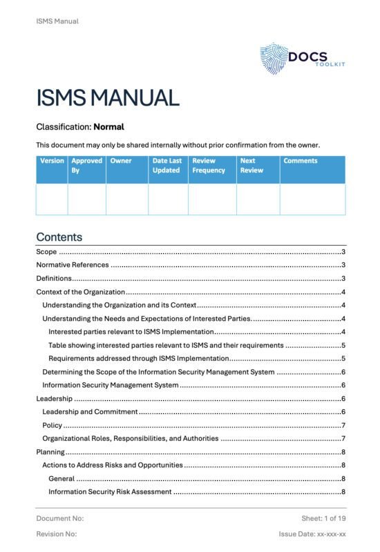 ISO 27001 ISMS Manual