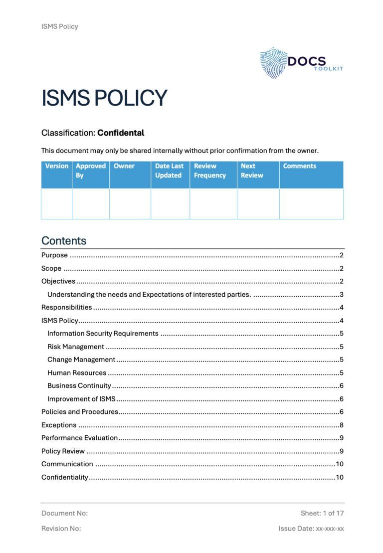 ISO 27001 - ISMS Policy
