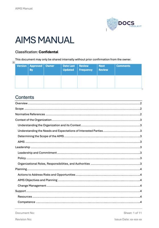 ISO 42001 AIMS Manual