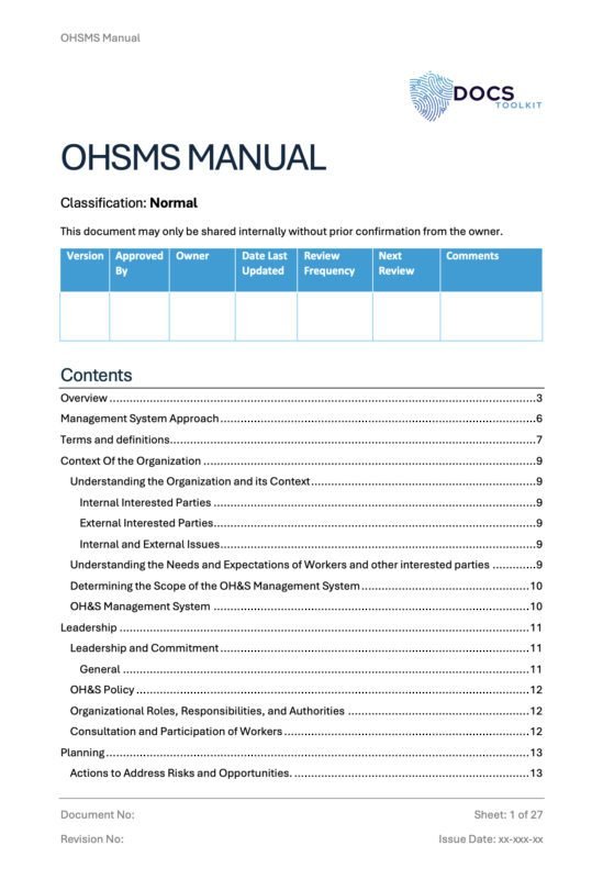 ISO 45001 OHSMS Manual