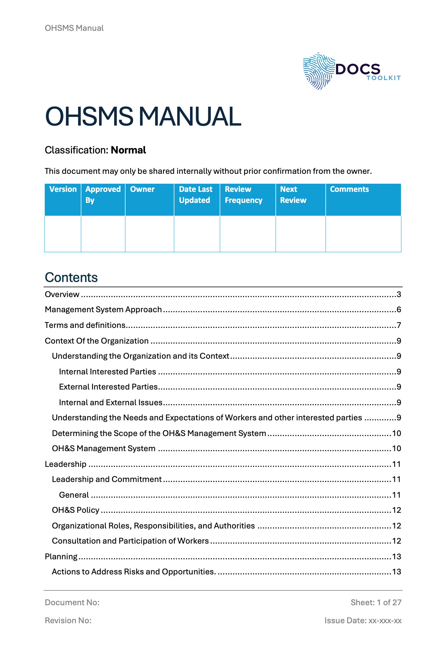 ISO 45001 OHSMS Manual ISO 45001 OHSMS Manual