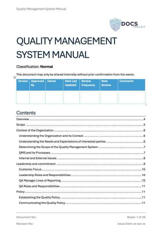 ISO 9001 QMS Manual